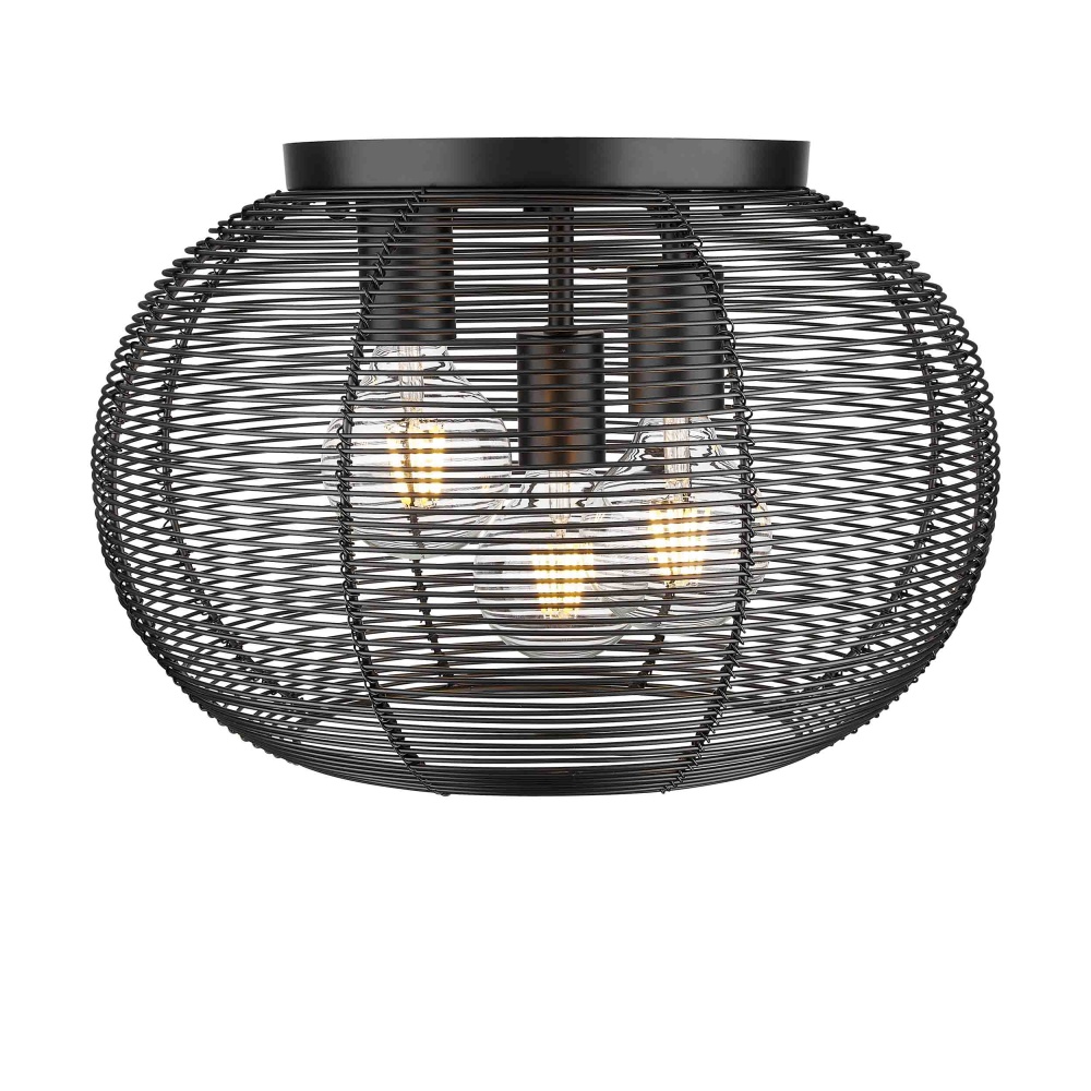 Golden Lighting Calypso 3-light Flush Mount in Matte Black